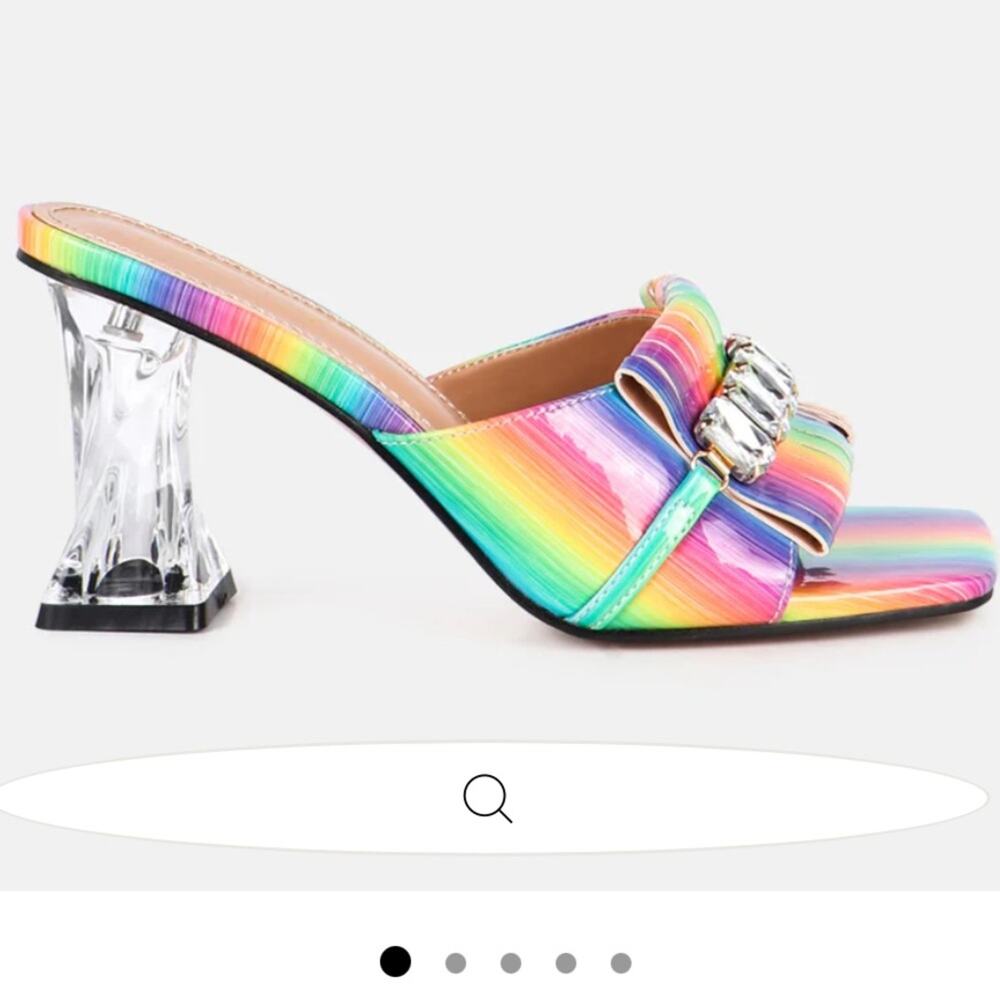 Rainbow Faux Leather Sandals London Rag Deena  w Embellis Size 9 NIB
